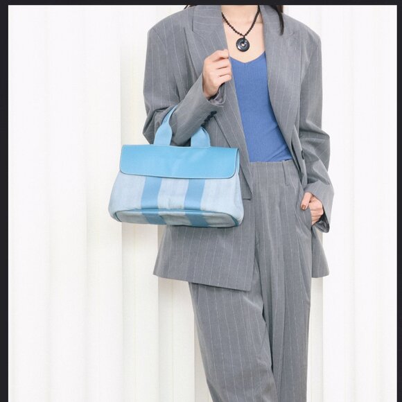 Hermès Vintage Swift Valparaiso Tote PM Blue Jean - Picture 1 of 16